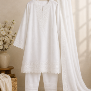 Pearl White Embroidered Suit