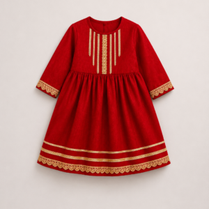 Crimson Charm Girls Frock
